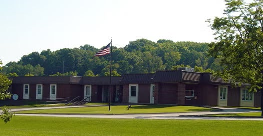building with flag